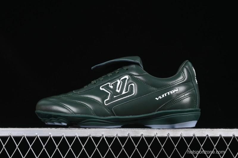Louis Vuitton Footprint Soccer 2025 Spring Summer Collection Round Toe Lace-Up Low Top Lifestyle Casual Shoes - D.GREEN