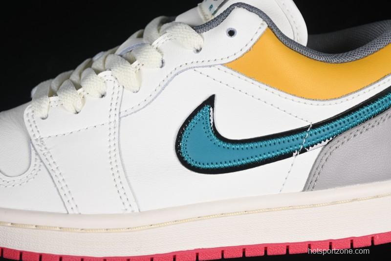 Nike Air Jordan 1 Low AJ1 Mismatched Swoosh Casual Sneakers - HV4511-133