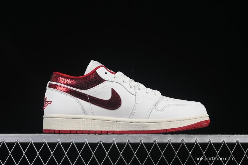 Nike Air Jordan 1 Low AJ1 White Red Low Top Casual Sneakers - HJ9338-106
