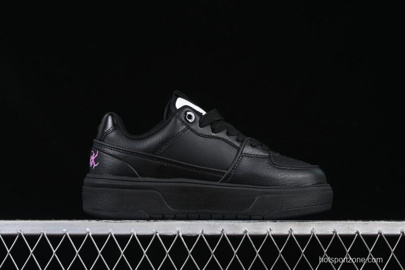 NY Yankees Black Leather Sneakers with Bold Pink Logo