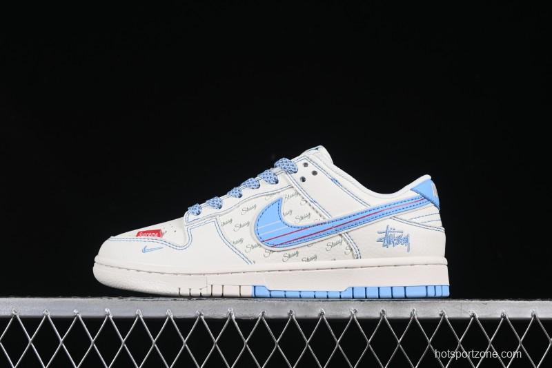 Nike x Stussy x Supreme Dunk Low "Light Cream & Baby Blue"
