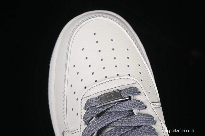 Nike Air Force 1 '07 Low Stussy Collaboration Grey Swoosh Casual Sneakers - HH7518-041