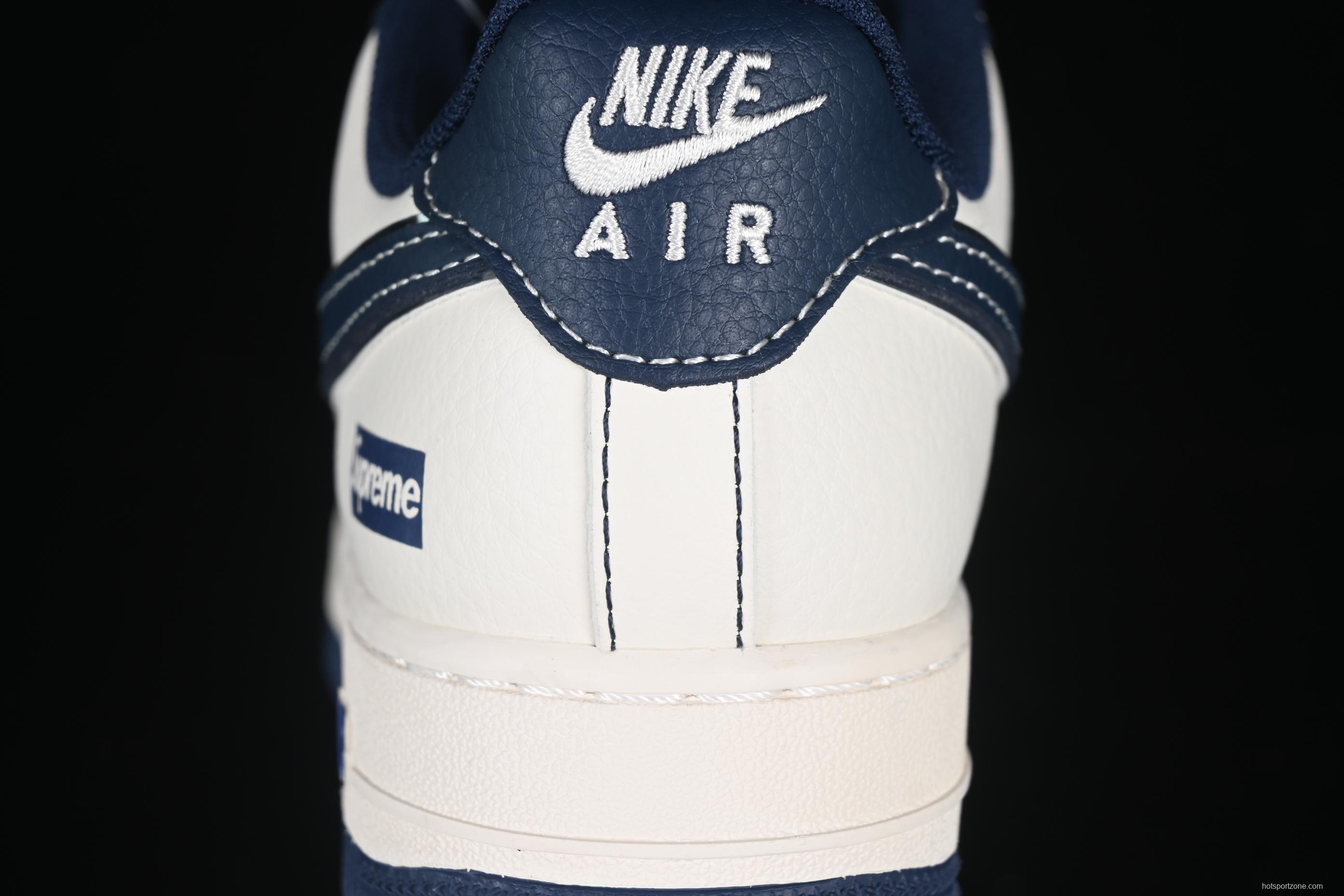 Nike Air Force 1 '07 Low Supreme Collaboration Dark Blue Swoosh Casual Sneakers - XS1958-524