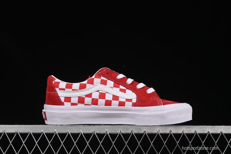 Vans Sk8-Low White Red Checkerboard Slip-Resistant Casual Skate Shoes - VN0A4UUK4W9