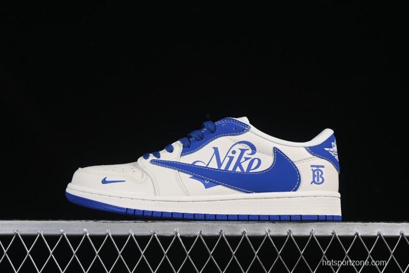 Nike Travis Scott x Fragment Design x Air Jordan 1 Low OG SP AJ1 Burberry Collaboration Low-Top Casual Sneakers - LD2025-007