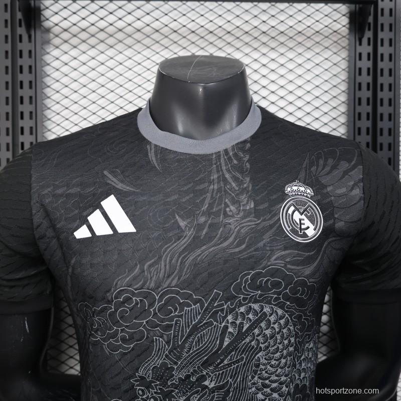 Player Version 25/26 Real Madrid Black with Dragon Design Jersey