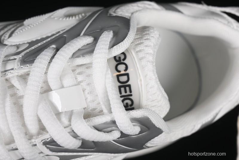 GG-CC Chunky Low Casual Fashion Sneakers with Thick Sole and Height Increasing Design - 2607 White