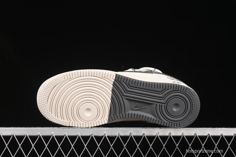 Nike Air Force 1 '07 Low LV Collaboration Two-Tone Grey Pattern Lace-Up Casual Sneakers - DM6868-063
