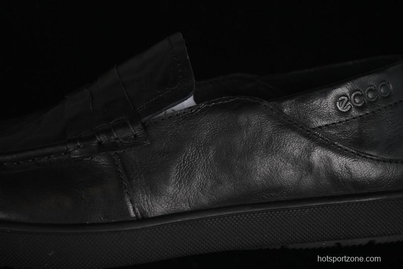 ECCO Soft Moc Summer Genuine Leather Breathable Slip-On Driving Shoes - 63516801001