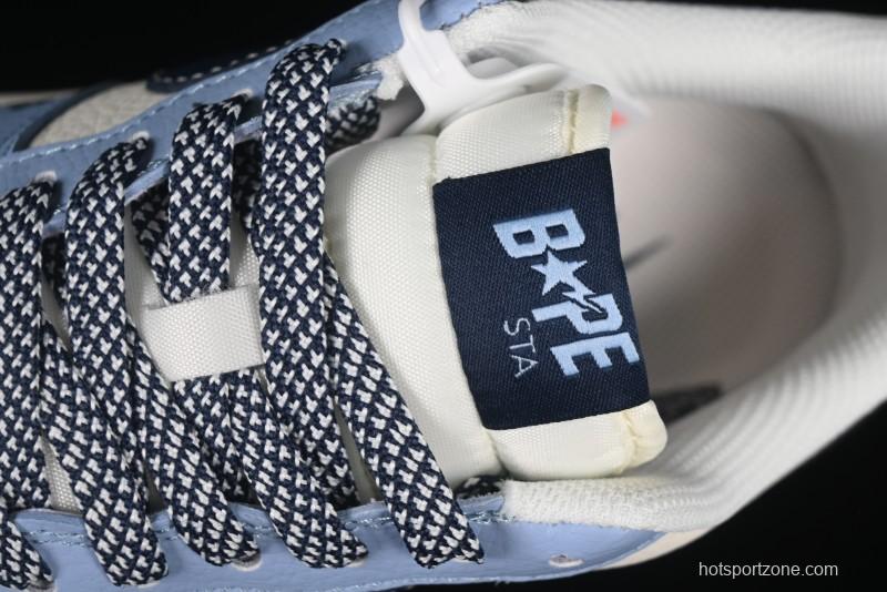 Nike Air Force 1 '07 Low Bape Collaboration Light Blue Swoosh Casual Sneakers - XS1958-554