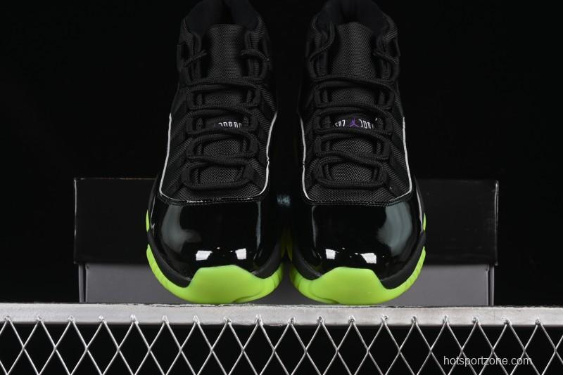 Nike Air Jordan 11 Retro CT8012-003 Basketball Shoes in Black & Guacamole Green