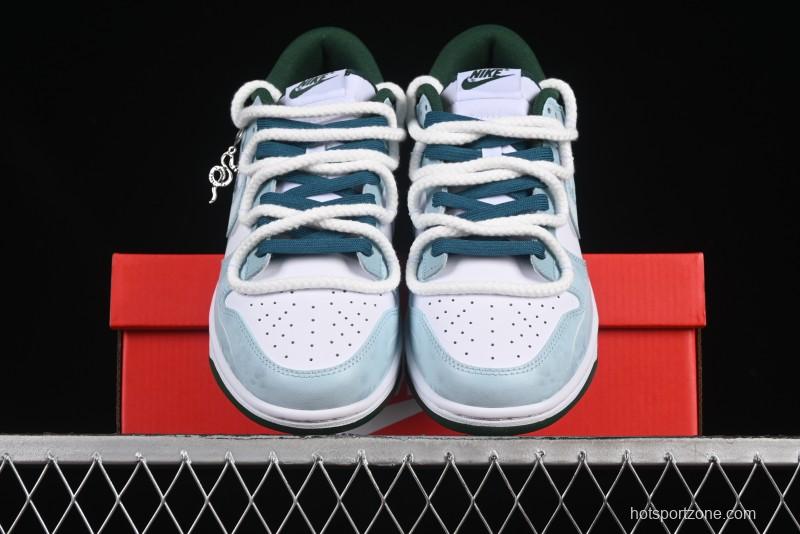 Nike Dunk Low Deconstructed Snake Emblem White Blue Low-Top Casual Sneakers - DD1391-101