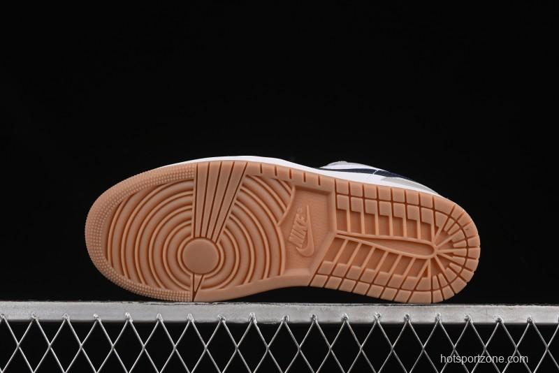 Nike Air Jordan 1 Low AJ1 Casual Sneakers with Blue Swoosh - 553558-146