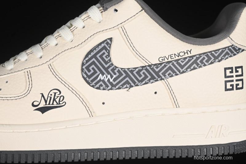 Nike Air Force 1 '07 Low Givenchy Collaboration Pattern Beige Grey Casual Sneakers - DF0188-057