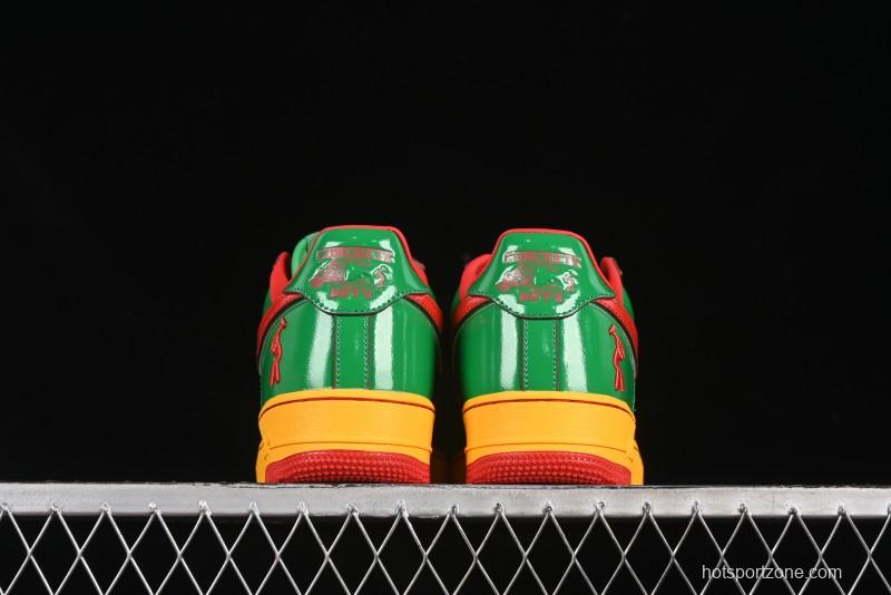 Nike Air Force 1'07 Low Lil Yachty Collaboration Casual Sneakers with Patent Leather and Multicolor Design - IH4383-300