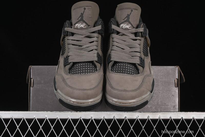 Nike Air Jordan 4 Retro Sneakers in Cave Stone Brown Suede with Black Mesh - FV5029-200