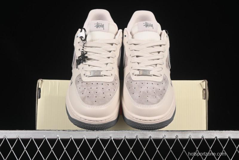 Nike Air Force 1 '07 Low Stussy Collaboration Pig Grey Swoosh Grey Sole Casual Sneakers - XX3168-126