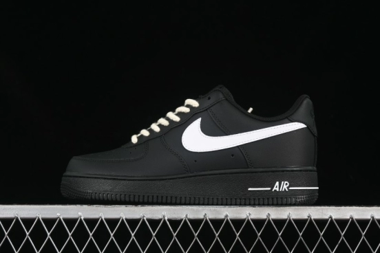 Nike Air Force 1 '07 Low Casual Sneakers in Black & White with Hemp Rope Detailing - ZH0316-073