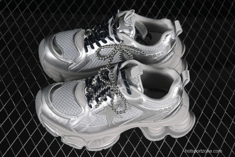 GG-CC Star Same Style Lace-up Hollow Out Dad Shoes with 5cm Height Increase - G25X269