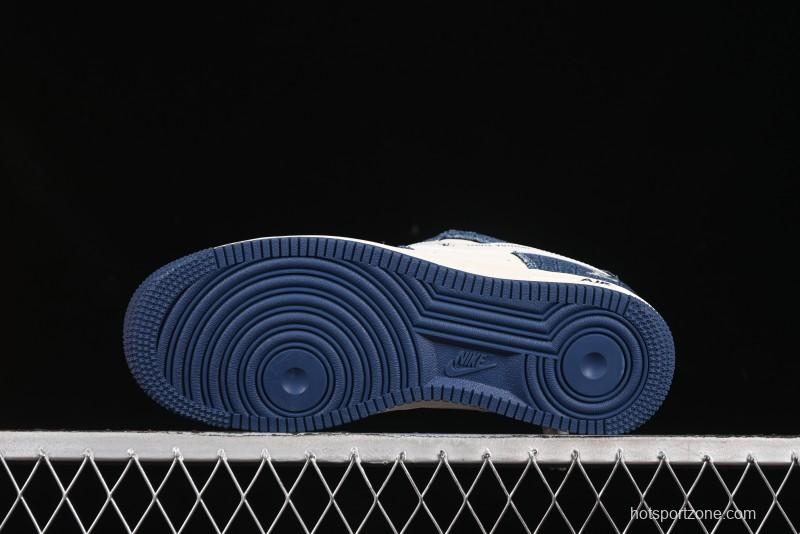 Nike Air Force 1'07 Low LV Collaboration Dark Blue Checkerboard Casual Sneakers - XS1958-551