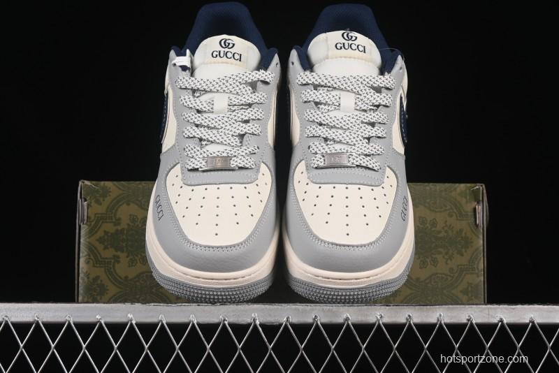 Nike Air Force 1 '07 Low Gucci Collaboration Grey Blue Swoosh Casual Sneakers - XS1958-543