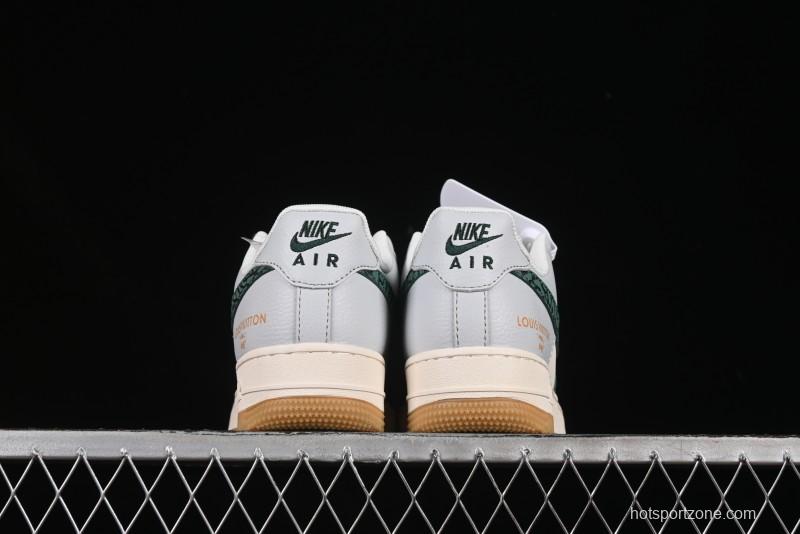 Nike Air Force 1 '07 Low LV Collaboration Green Stone Grain Gum Sole Casual Sneakers - ZH2598-306