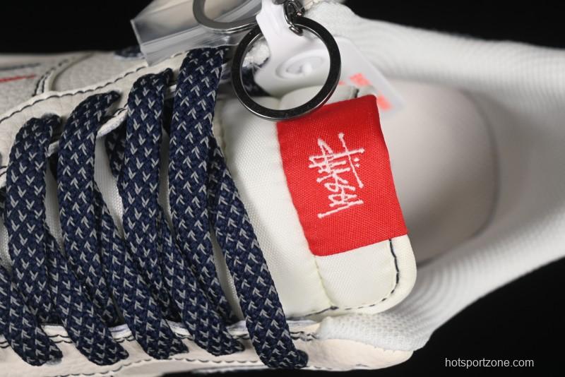 Nike Air Force 1 '07 Low Stussy Collaboration Dual-Tone Blue Red Logo Casual Sneakers - HH7518-072