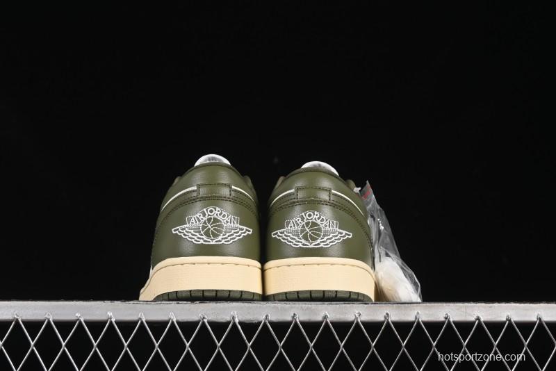 Nike Air Jordan 1 Low AJ1 Military Green White Casual Lifestyle Sneakers - DC0774-122