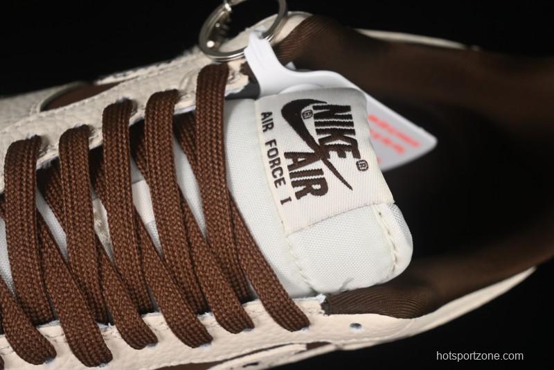 Nike Air Force 1 '07 Low BAPE Collaboration Beige Brown Graffiti Swoosh Casual Sneakers - DF0188-061