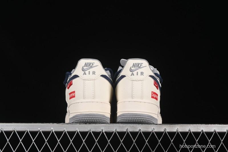 Nike Air Force 1 '07 Low Supreme Collaboration Two-Tone Blue Grey Lace-Up Casual Sneakers - DM6868-068