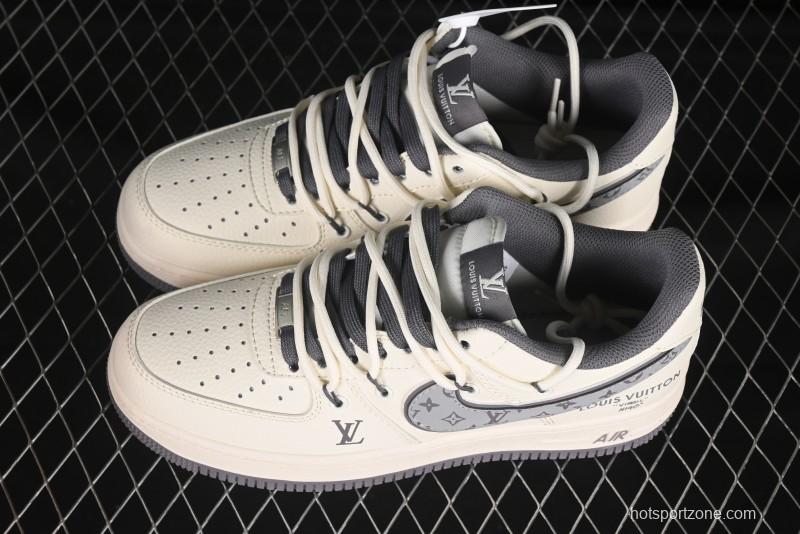 Nike Air Force 1 '07 Low LV Collaboration Grey Swoosh Drawstring Casual Sneakers - DM6868-067