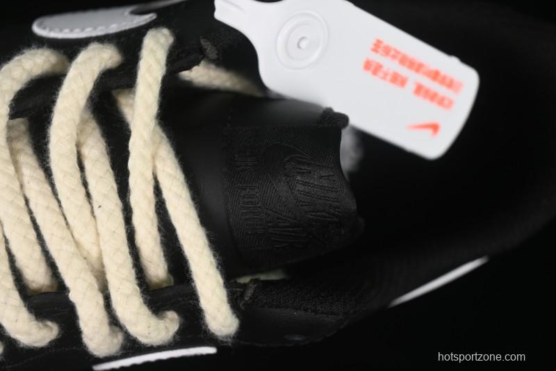 Nike Air Force 1 '07 Low Casual Sneakers in Black & White with Hemp Rope Detailing - ZH0316-073