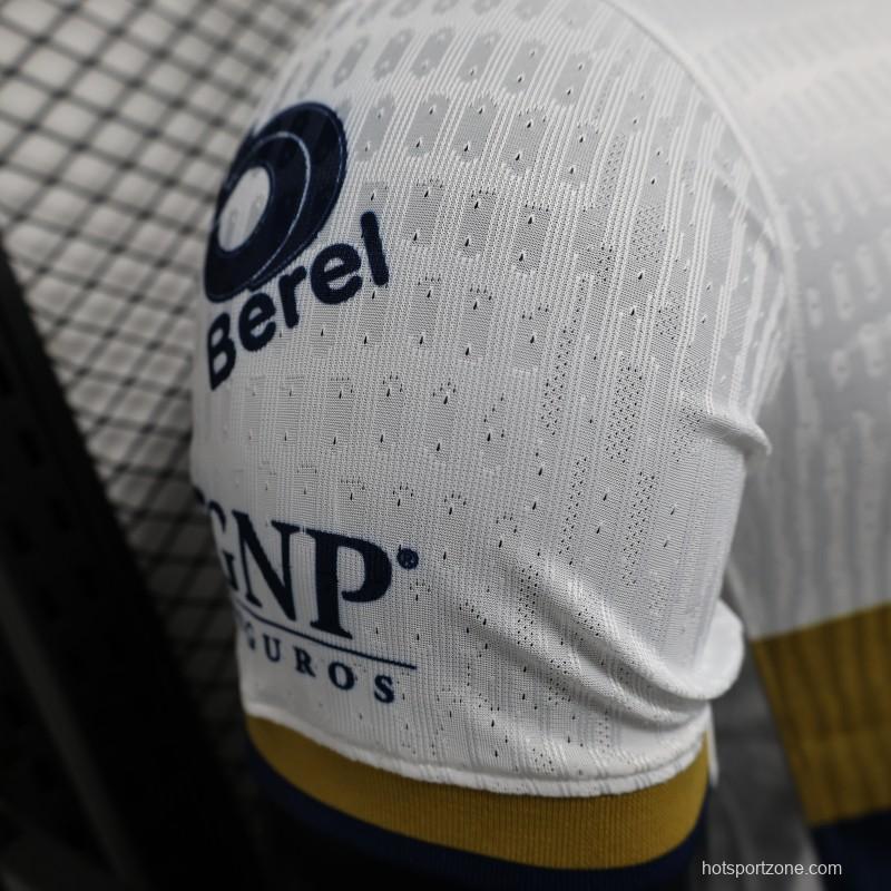 Player Version 25/26 Club America Away White with Navy and Gold Eagle Crest Jersey