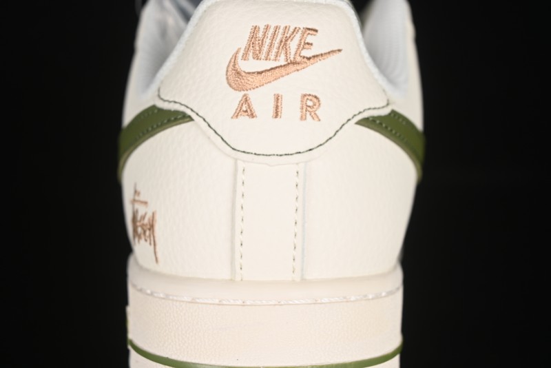 Nike Air Force 1 '07 Low Stussy Collaboration Green Swoosh Gold Embroidery Casual Sneakers - XX3168-151