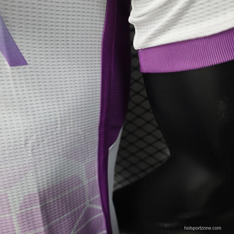 Player Version 2025 Algeria White with Purple Honeycomb Pattern Jersey