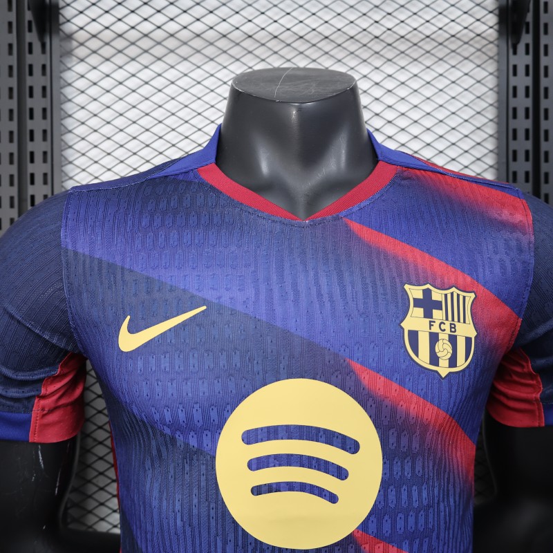 Player Version 25/26 FC Barcelona Blue with Red Diagonal Stripes Jersey