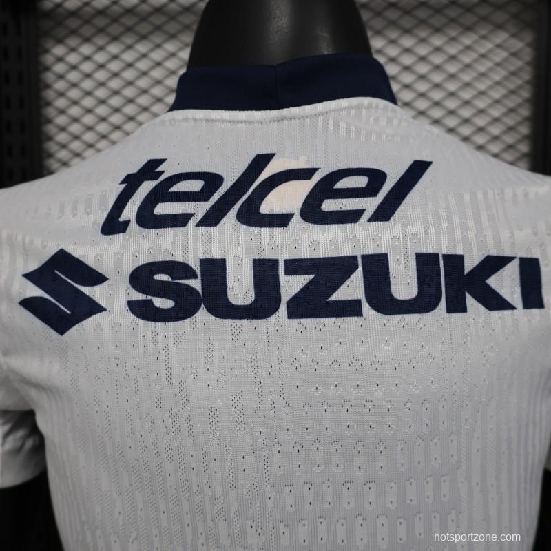 Player Version 25/26 Club America Away White with Navy and Gold Eagle Crest Jersey