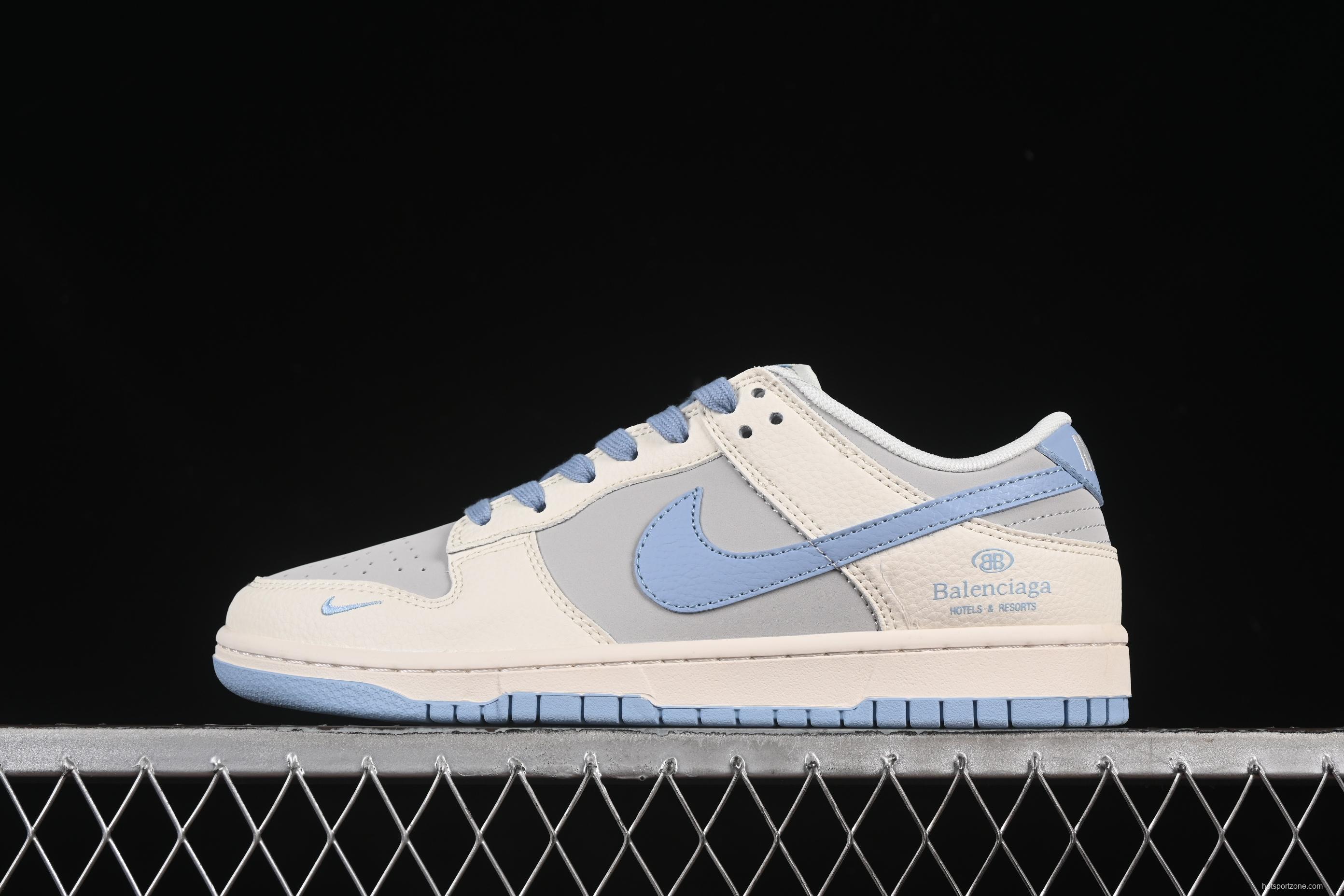 Nike SB Dunk Low Balenciaga Collaboration Light Blue Swoosh Anniversary Customized Low-Top Casual Skate Shoes - ZH2598-273