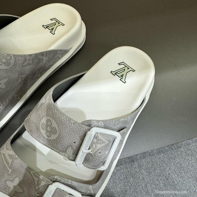 2024 Slippers Louis Vuitton White Canvas Slippers