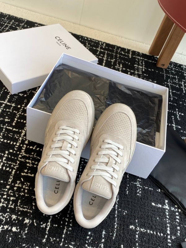 2025 Women Celine Beige Suede Sneakers KFY00310