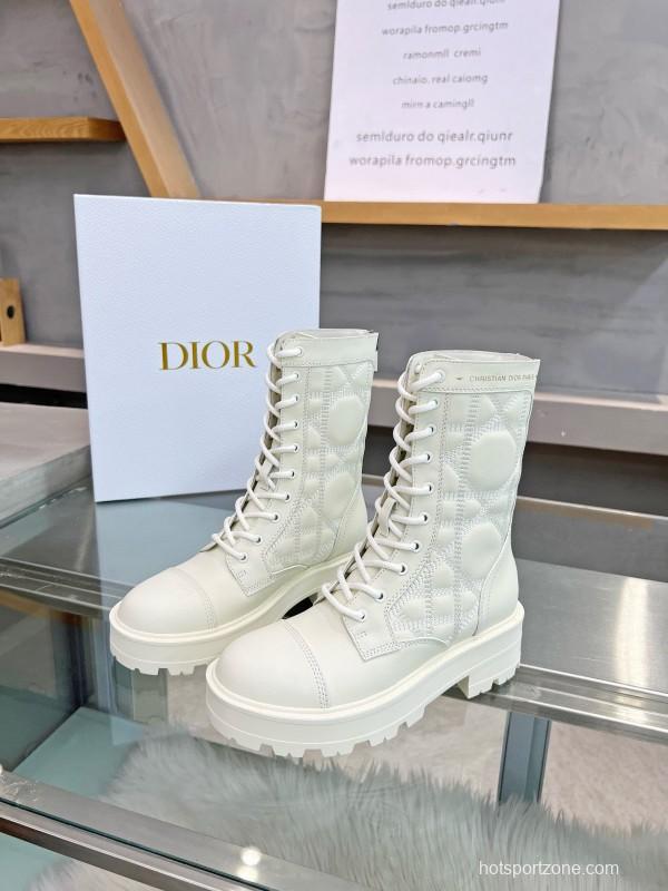 2024 Women Dior white leather boots MJ00430