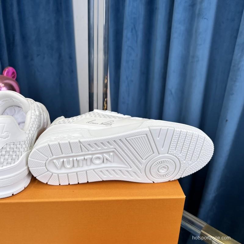 2025 Men Louis Vuitton White Leather Trainer