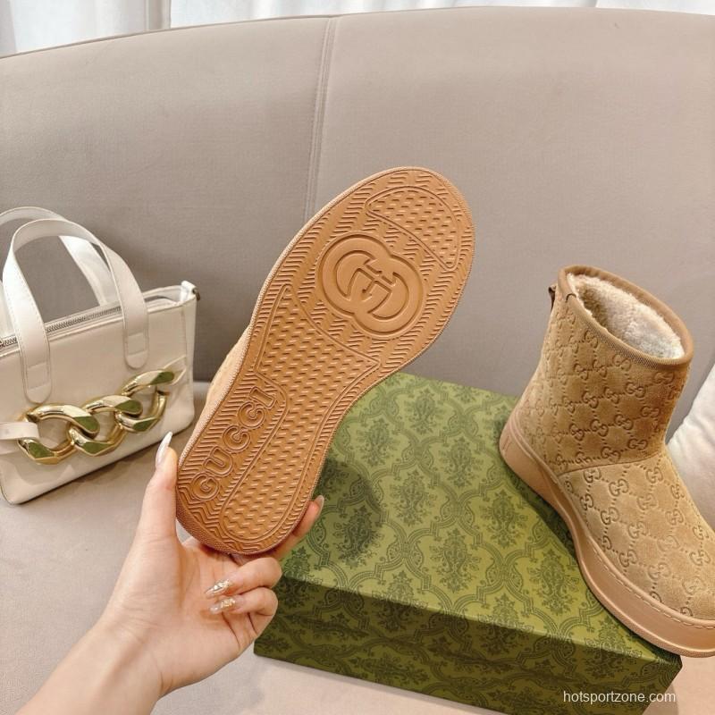 2024 Women Gucci Beige Suede Snow Boots MG00350