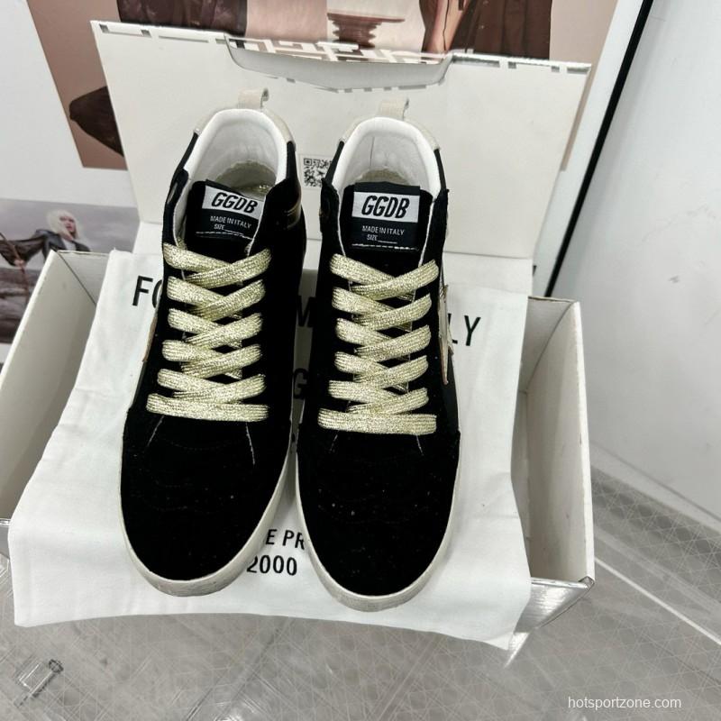 2024 Unisex GGDB Black Gold Leather Suede High Top Sneakers MJ00300