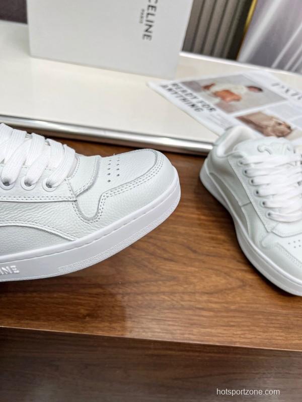 2025 Unisex CELINE White Leather Sneakers KFY00260