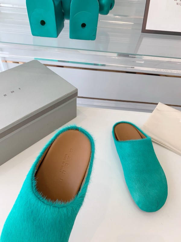 2024 Women Marni Turquoise Calf Hair Mules