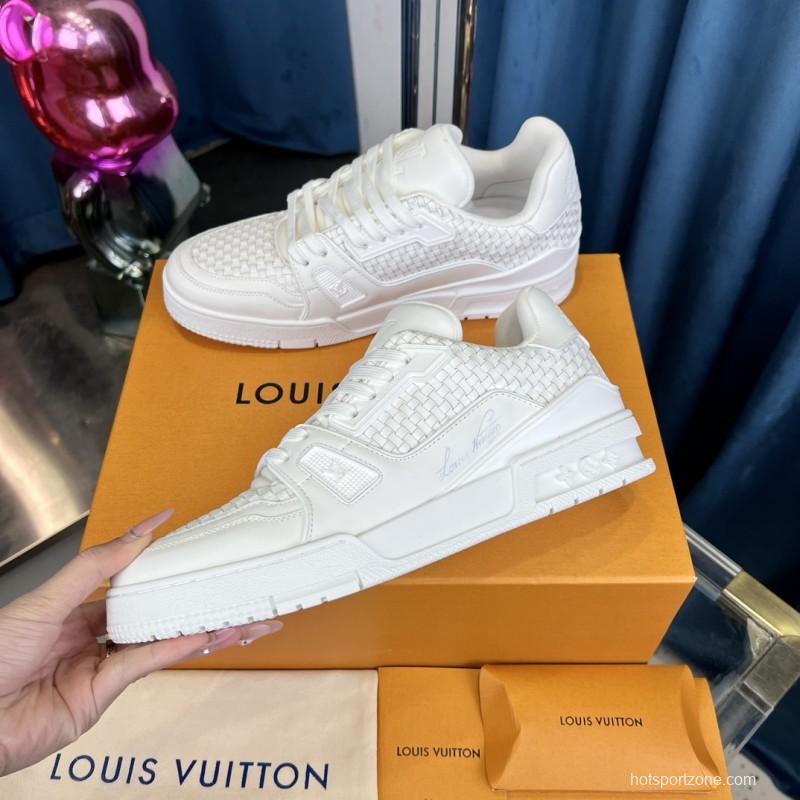 2025 Men Louis Vuitton White Leather Trainer