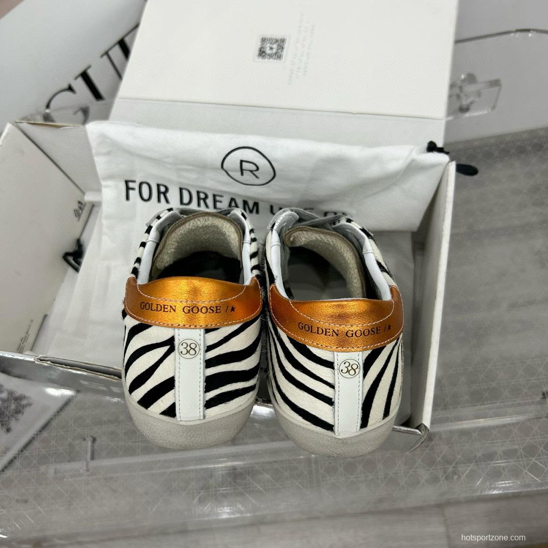 2025 Women GGDB White Black Zebra Leather Suede Sneakers