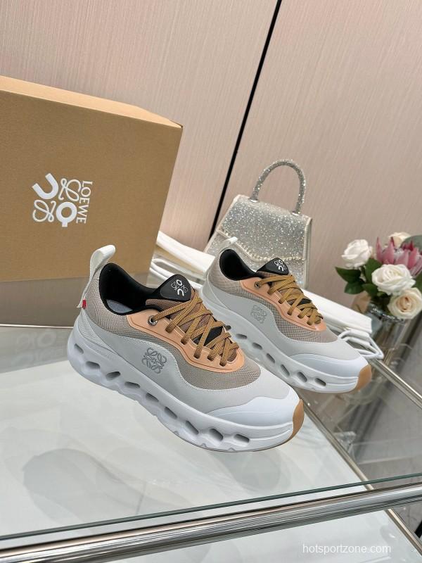 2025 Women Loewe Beige White Mesh Sneakers
