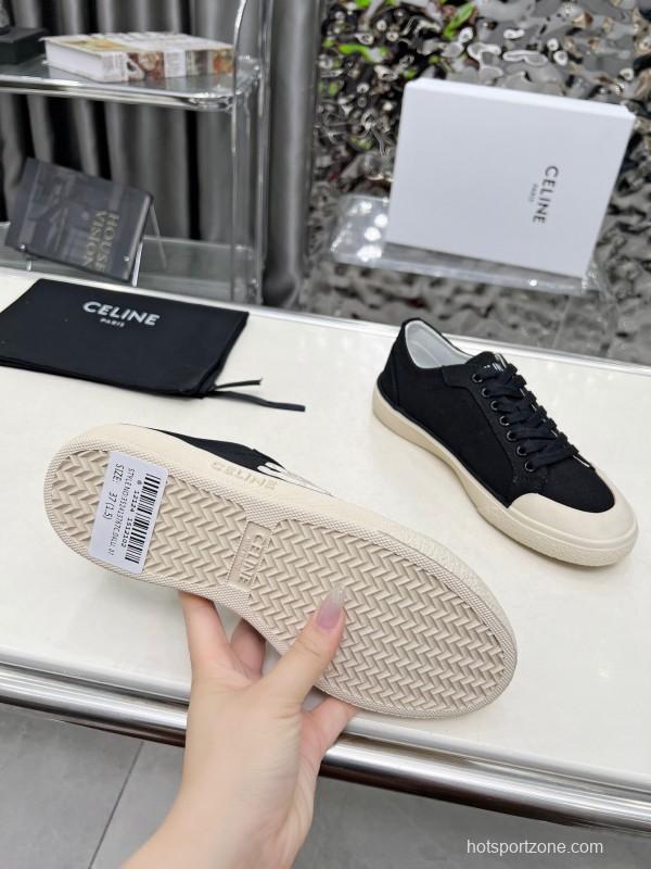 2025 Women Celine Black Canvas Sneakers LY00210